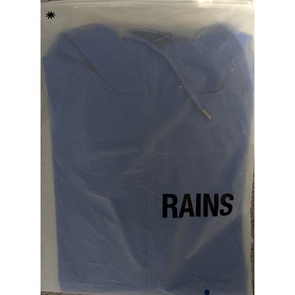 Rains Blue Storm Breaker Hooded Raincoat Jacket Waves Blue - Picture 6 of 9